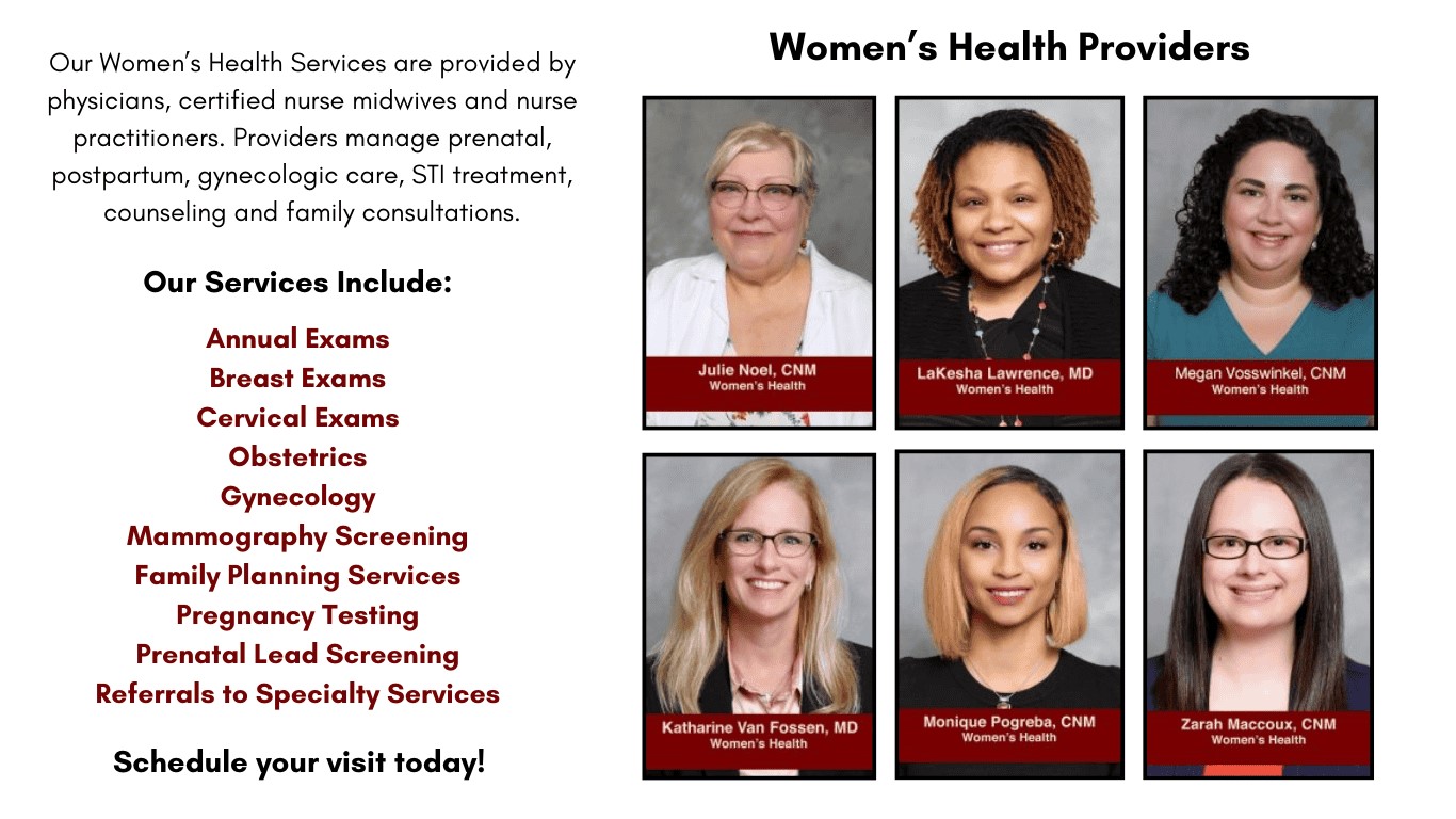 Women's health department providers and services